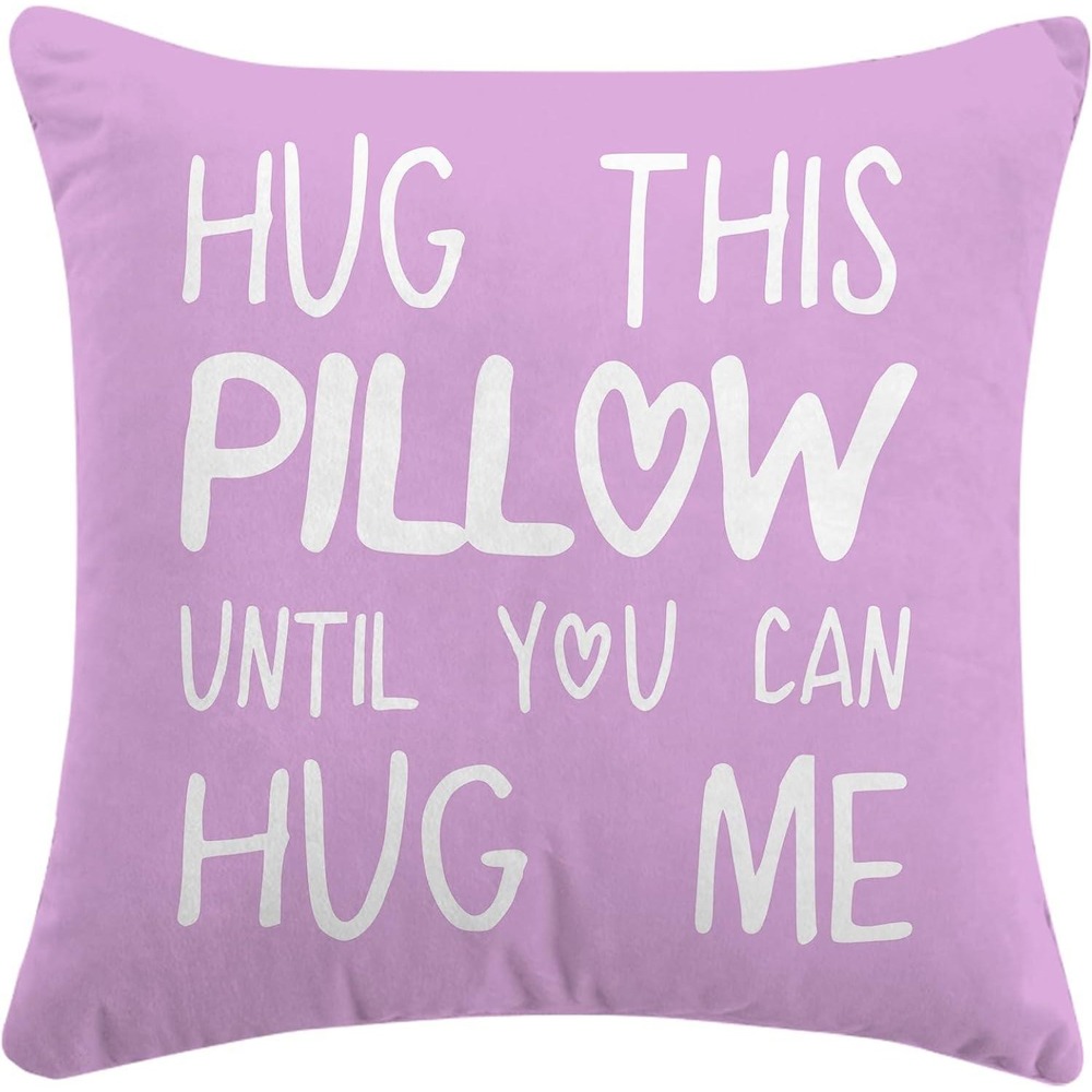 Hug This Pillow Until You Can Hug‎ Me Lavender Purple Flannelette Pillow Cover
